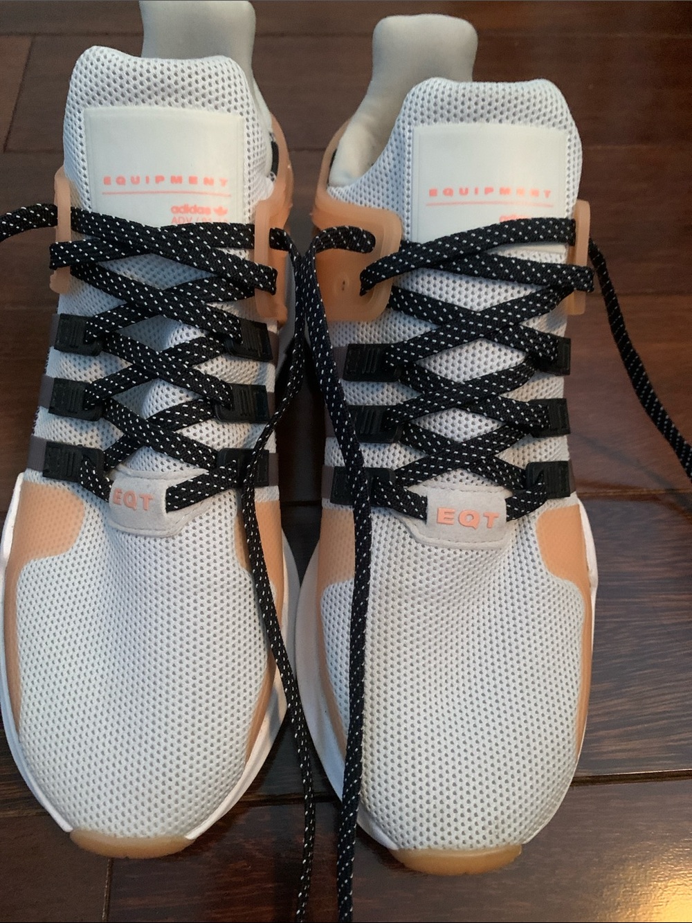 adidas Women’s White & Peach EQT Sneakers with Black Laces